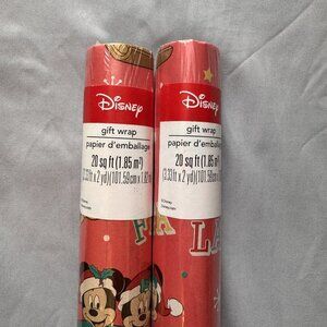 Disney Mickey and Minnie Gift Wrap Roll 20 square feet each 2 total rolls